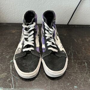 Vans Black and Purple High-Top Sneakers